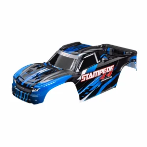Traxxas Body, Stampede 4X4 Brushless, blue (painted, decals applied) (assembled with front + rear body mounts and rear body support for clipless mounting)