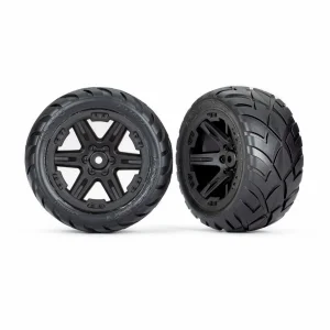 Traxxas Tyres + wheels, assembled, glued (28) (RXT black wheels, Anaconda Tyres, foam inserts) (2WD electric rear) (2) (TSM rated)