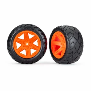 Traxxas Tyres + wheels, assembled, glued (28) (RXT orange wheels, Anaconda Tyres, foam inserts) (2WD electric rear) (2) (TSM rated)