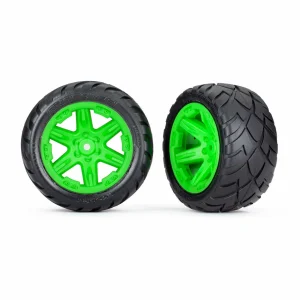 Traxxas Tyres + wheels, assembled, glued (28) (RXT green wheels, Anaconda Tyres, foam inserts) (2WD electric rear) (2) (TSM rated)