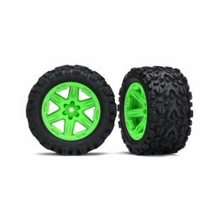 Traxxas Tires wheels assembled glued (2.8) (RXT 4X4 green wheels Talon Extreme tires foam inserts) (2) (TSM rated)