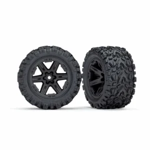 Traxxas Tires wheels assembled glued (2.8) (RXT black wheels Talon Extreme tires foam inserts) (2) (TSM rated)