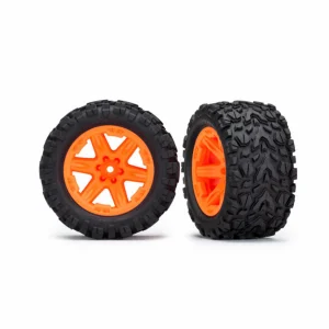 Traxxas Tires wheels assembled glued (2.8) (RXT orange wheels Talon Extreme tires foam inserts) (2) (TSM rated)