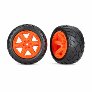 Traxxas Tyres + wheels, assembled, glued (28) (RXT orange wheels, Anaconda Tyres, foam inserts) (4WD electric front/rear, 2WD electric front only) (2) (TSM rated) ** CLEARANCE **