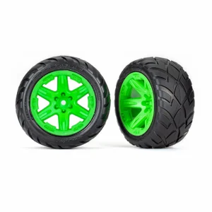 Traxxas Tyres + wheels, assembled, glued (28) (RXT green wheels, Anaconda Tyres, foam inserts) (4WD electric front/rear, 2WD electric front only) (2) (TSM rated)