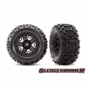 Traxxas Sledgehammer TSM Rated Tyres Pre Glued on 2.8 Black Wheels - 1 Pair