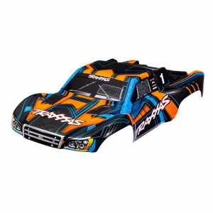 Traxxas Body, Slash 4X4 (also fits Slash VXL + Slash 2WD), orange and blue (painted, decals applied) (assembled with front + rear latches for clipless mounting)