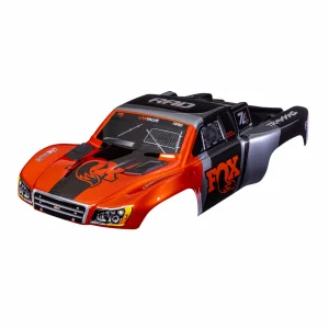 Traxxas Body, Slash VXL 2WD (also fits Slash 4X4), Fox Edition (painted, decals applied) (assembled with front + rear latches for clipless mounting)