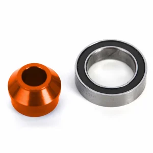 Traxxas Bearing adapter, 6061-T6 aluminium (orange-anodised) (1), 10x15x4mm ball bearing (black rubber sealed) (1) (for slipper shaft)