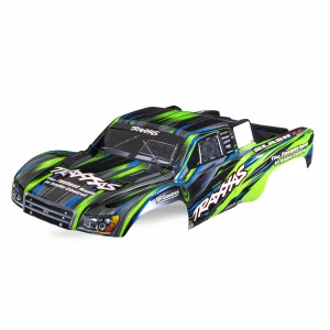 Traxxas Body, Slash 4X4, green (painted, decals applied) (assembled with front + rear body mount latches for clipless mounting)