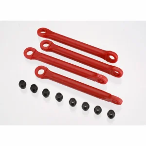 Traxxas Push rod (molded composite) (red) (4)/ hollow balls (8)