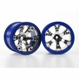 Traxxas Wheels Geode 2.2 (chrome blue beadlock style) (12mm hex) (2)