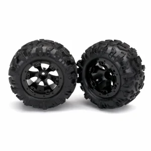 Traxxas Tires and wheels assembled glued (Geode black beadlock style wheels Canyon AT tires foam inserts) (1 left 1 right)