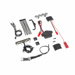Traxxas LED light kit, 1:16 Summit (power supply, chrome lightbar, roof light harness (4 clear, 2 red), chassis harness (4 clear, 2 red), wire ties, mounts)