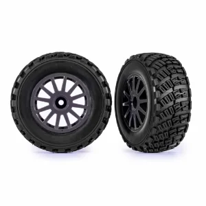 Traxxas Tyres + wheels, assembled, glued (gray wheels, gravel pattern tyres, foam inserts) (2) (TSM rated)