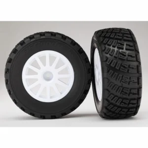 Traxxas Tires wheels assembled glued (White wheels BFGoodrich Rally gravel pattern tires foam inserts) (2) (TSM rated)