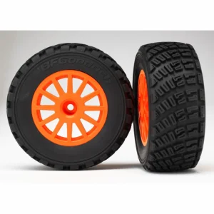 Traxxas Tires wheels assembled glued (orange wheels BFGoodrich Rally gravel pattern tires foam inserts) (2) (TSM rated)