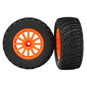 Traxxas Tires wheels assembled glued (orange wheels BFGoodrich Rally gravel pattern tires foam inserts) (2) (TSM rated)