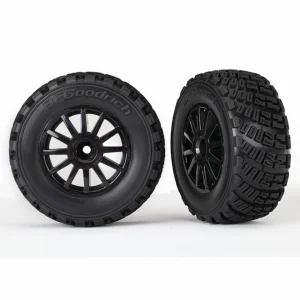 Traxxas Tires wheels assembled glued (black wheels gravel pattern tires foam inserts) (2) (TSM rated)