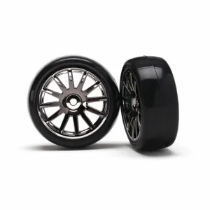 Traxxas 12-Sp Black Wheels - Slick Tires