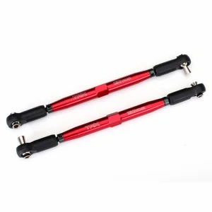 Traxxas Toe links X-MAXX (TUBES red-anodized 7075-T6 Aluminium stronger than titanium) (157mm) (2)/ rod ends assembled with steel hollow balls (4)/ Aluminium wrench 10mm (1)