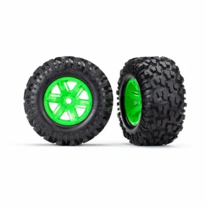 Traxxas MAXX AT Tyres Pre Glued on Green X-MAXX Wheels (2)