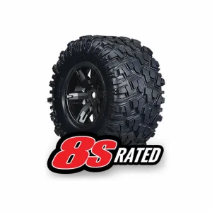 Traxxas MAXX AT Tyres Pre Glued on Black X-MAXX Wheels (2)