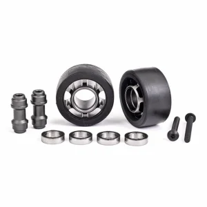 Traxxas Wheels, wheelie bar, 6061-T6 aluminium (dark titanium-anodised) (2)/ axle, wheelie bar, 6061-T6 aluminium (2)/ 10x15x4 ball bearings (4) ** CLEARANCE **