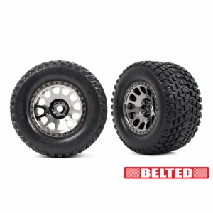 Traxxas Gravix 4.3 X-MAXX/XRT Belted Tyres Glued on Black Chrome Wheels (2)