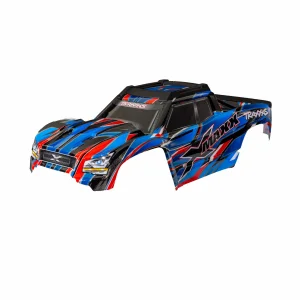 Traxxas Body, X-MAXX, blue (painted, decals applied) (assembled with front + rear body mounts, rear body support, and tailgate protector)