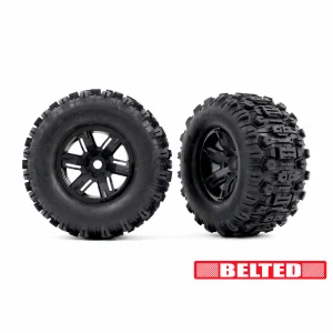 Traxxas Sledgehammer 4.3 X-MAXX/XRT Belted Tyres Glued on Black Wheels (2)