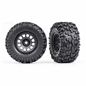Traxxas Tyres + wheels, assembled, glued (XRT Race black wheels, MAXX AT Tyres, foam inserts) (left + right)