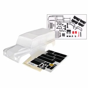 Traxxas Land Rover Defender Clear Bodyshell - Complete (includes grille, side mirrors, door handles, windshield wipers, ExoCage, spare tire mount, decals, window masks) (325mm WB)