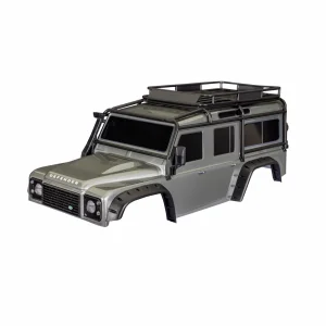 Traxxas Body, Land Rover Defender, Silver (complete with ExoCage, fuel canisters, jack, spare tyre mount + clipless mounting)
