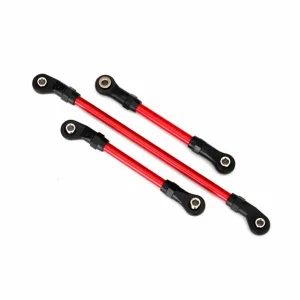 Traxxas Steering link 5x117mm (1)/ draglink 5x60mm (1)/ panhard link 5x63mm (red powder coated steel) (assembled with hollow balls) (for use with 8140R TRX-4 Long Arm Lift Kit)