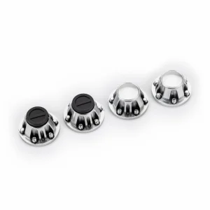 Traxxas Center caps, wheel (satin chrome) (4) (requires 8255A extended thread stub axle)