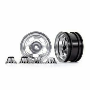 Traxxas Wheels, 2.2in, satin chrome (2)/ center caps (2) (requires 8255A extended thread stub axle)