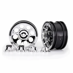 Traxxas Wheels, 2.2, classic chrome (2)/ center caps (front (2), rear (2) (requires 8255A extended thread stub axle)