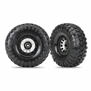 Traxxas Tires and wheels assembled (Method 105 black chrome beadlock wheels Canyon Trail 2.2 tires foam inserts) (1 left 1 right)