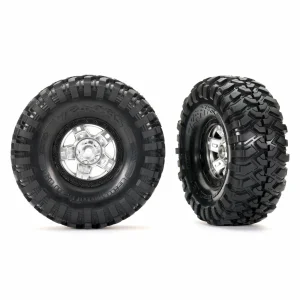 Traxxas Tyres and wheels, assembled, glued (TRX-4 Sport, satin chrome, black beadlock 1.9 wheels, Canyon Trail 4.6x1.9 Tyres) (2)