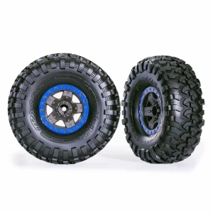 Traxxas TRX-4 Sport 2.2 Canyon Trail Tyres Pre Glued on Grey/Blue Wheels (2)