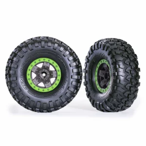 Traxxas TRX-4 Sport 2.2 Canyon Trail Tyres Pre Glued on Grey/Green Wheels (2)