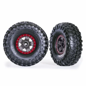 Traxxas TRX-4 Sport 2.2 Canyon Trail Tyres Pre Glued on Grey/Red Wheels (2)