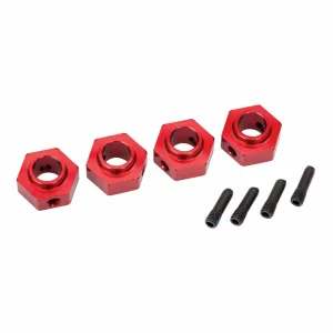 Traxxas Wheel hubs 12mm hex 6061-T6 Aluminium (red-anodized) (4)/ screw pin (4)