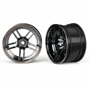Traxxas Wheels 1.9 split-spoke (black chrome) (wide rear) (2)