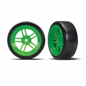 Tires and wheels - glued (split-spoke green - 1.9 Drift tires
