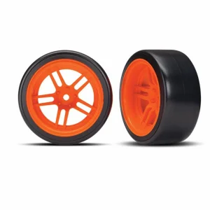 Tires and wheels - glued (split-spoke orange - 1.9 Drift tire