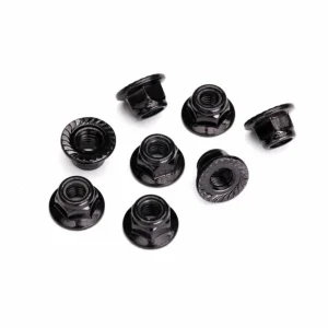 Traxxas M5 Flanged Nylon Locking Nuts - Serrated Black Steel (4)