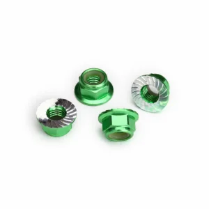 Traxxas M5 Flanged Nylon Locking Nuts - Serrated Green Aluminium (4)