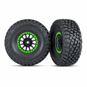 Traxxas Tyres + wheels, assembled, glued (Method Race Wheels, black with green beadlock, BFGoodrich Baja KR3 tyres) (2)